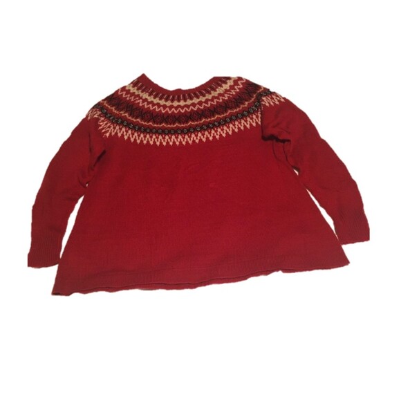 Roamans sweater Womens 12 red fair isle knit flounce glittery Nordic Holiday - Picture 3 of 8
